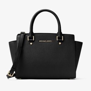 Michael Kors Selma Black Saffiano Medium Satchel